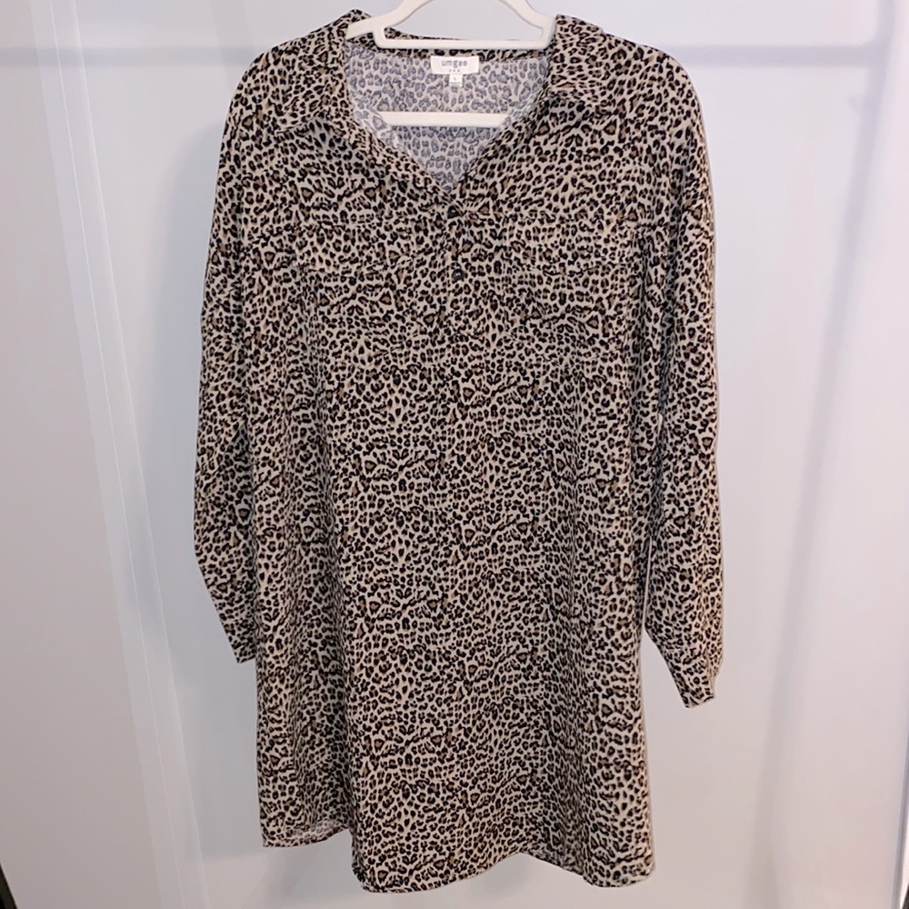 Umgee Leopard Shirt Dress